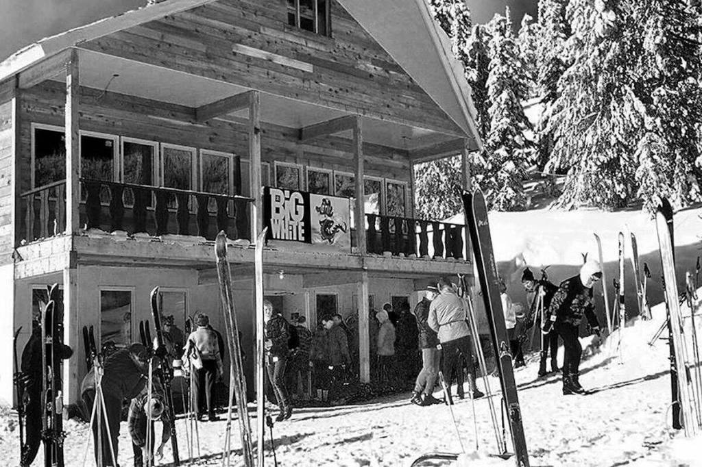 This historic photo is of old lodge and ticket window at Big White sometime in the 1960s. Lift tickets were $4 a day for adults at the time. (Old Kelowna/Facebook)