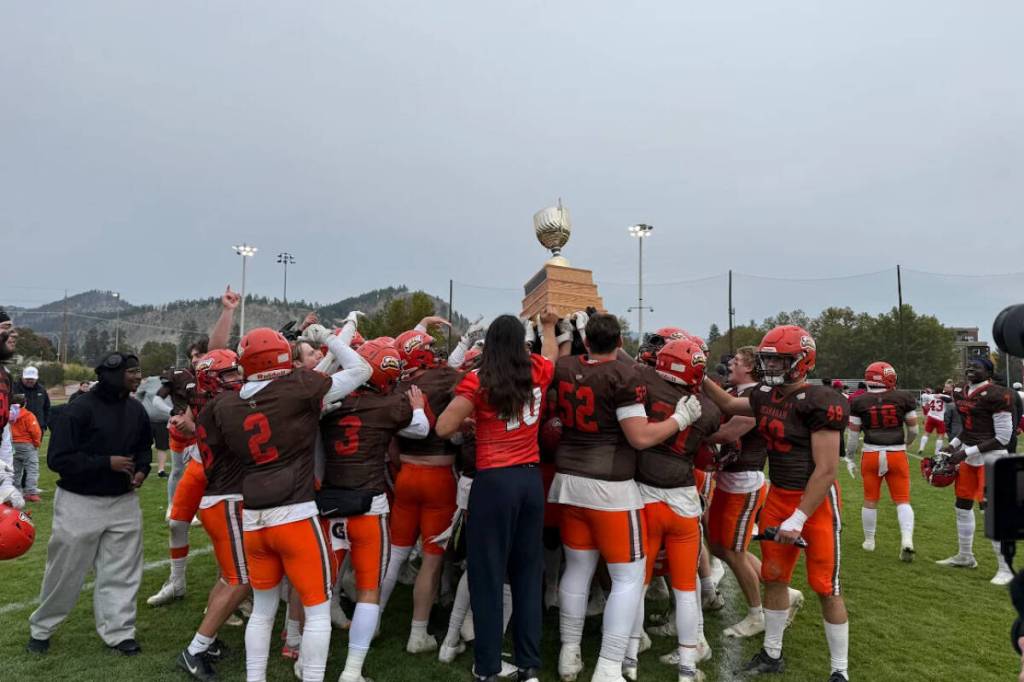 The Okanagan Sun triumphed in the British Columbia Football Conference (BCFC) final Saturday, Oct. 18, 2025, winning the Cullen Cup by defeating the Westshore Rebels by a score of 45-26. (Jordy Cunningham/Capital News)