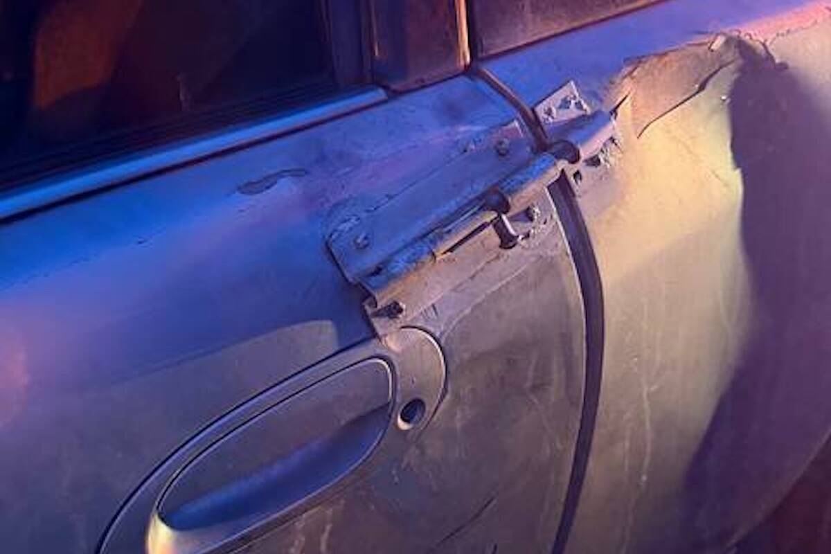 Car held together by garden latch , rebar , duct tape caught speeding in Christina Lake