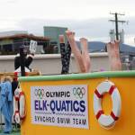 The synchronized swimming team boasted a fantastic float, featuring feet sticking up from the pool. (Brendan Shykora/Morning Star)