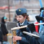 Cadets sent music into the air, and didn&rsquo;t miss a step. (Brendan Shykora/Morning Star)
