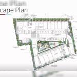 Landscape plan for two buildings of residential and hotel housing units coming up near the intersection of Hwy 97 and Okanagan Centre Road East. (District of Lake Country)